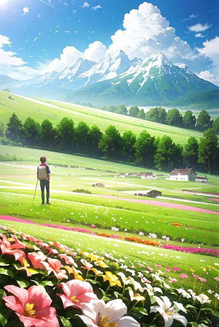 3978514586-2150237-arcane style, __flower, scenery, letterboxed, sky, outdoors, tree, day, cloud, field, mountain, nature, solo, flower field, stan.png